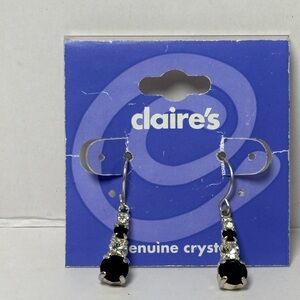 Claire's Black and Silver Crystal Drop Earrings
